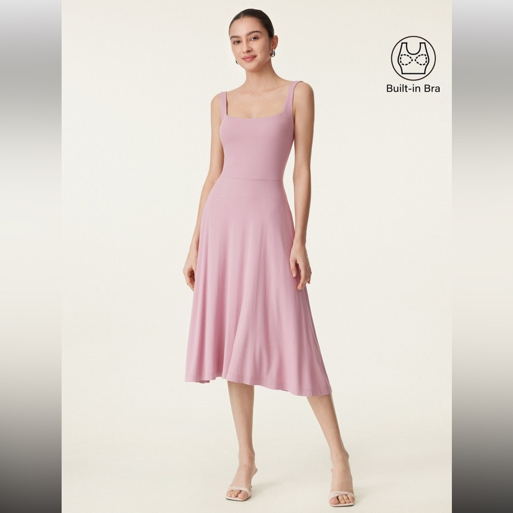 OGL Square Neck Flowy New Airy Brami Midi Dress